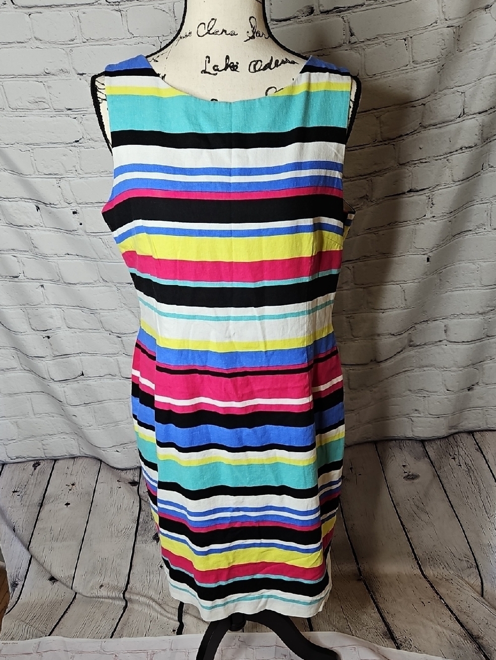 Tahari ASL Linen Blend Sleeveless Sheath Dress Size 12